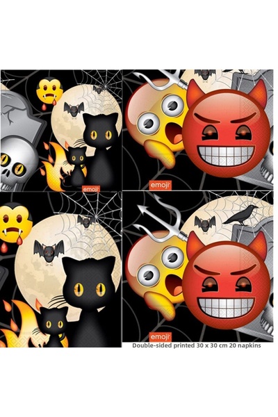 partidolu Halloween Themed Emoji Horror Party Double Sided Printed Paper Napk...