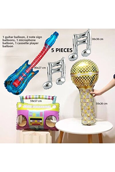 partidolu 70 Li 80 Li Retro Disco Years 4 Different Model Foil Balloons 5 Pieces