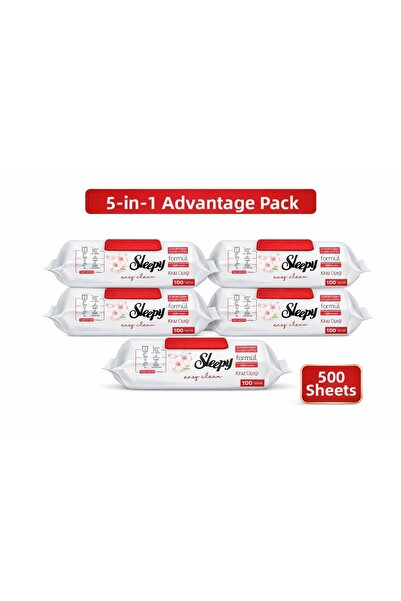 Sleepy مناشف مبللة لتنظيف الأسطح 5 عبوات 500 قطعة برائحة زهر الكرز