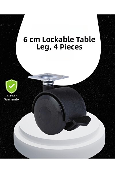 CNDR 6 cm Lockable Wheel Foot 4 Pieces Compatible with Coffee Table and Equip...