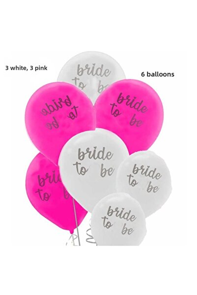 partidolu بالون لاتكس مطبوع عليه عروس للكون باللونين الأبيض الفوشيا 6 قطع