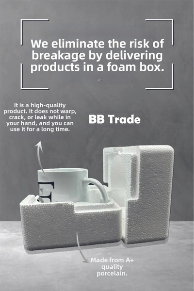 BB TRADE كوب برو مطبوع من السيراميك بتصميم السمكة الزرقاء سعة 330 مل