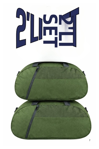 KAFF 2-Piece Khaki Travel Sports Bag with Front Pockets and Adjustable Should...