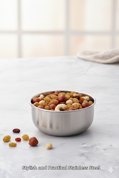 GörSeç 1 Piece Stainless Steel Snack Bowl and Sauce Bowl Set Presentation Bow...