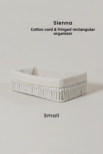 Marrien Sienna Organizer Handmade Ecru Cotton Rope Lined In-Cabinet Basket Me...