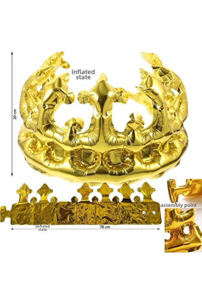 partidolu ديسكو ريترو ذهبي اللون قابل للنفخ على شكل تاج ملك من البالونات الفو...