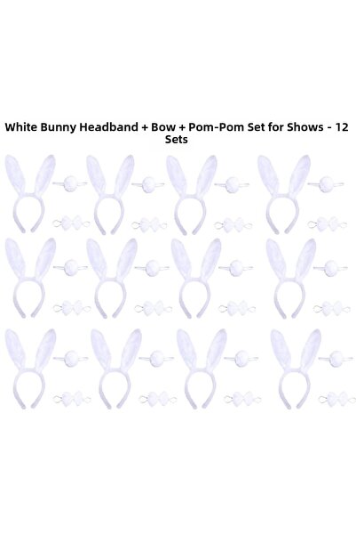NW NessiWorld White Rabbit Costume Set – Crown, Bow Tie, Tail (Pack of 12)