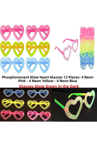 Marsilyan Phosphorescent Heart Model Glow Party Glasses Glow in the Dark Glas...