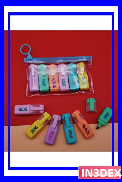 İN3DEX 6 قطع من أقلام التحديد مع علبة أقلام كهدية