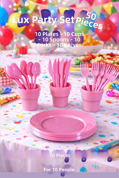 Ezu Home Set de 50 de piese din plastic dur de lux pentru petrecere, aniversa...