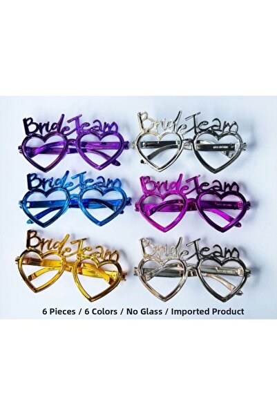 FREEDOM STOREE Set de ochelari Heart Bride Team 6 culori - Henna & Pentru pet...