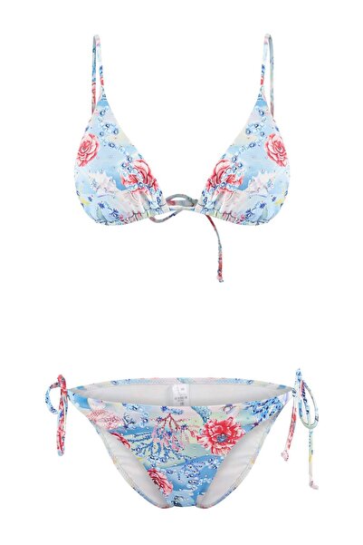 Trendyol Collection Set bikini cu talie normală, cu imprimeu floral, triunghi...