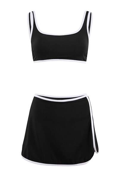 Trendyol Collection Μαύρο Σετ Μπικίνι με Φούστα Ψηλόμεση και Μπραλέτα Color B...