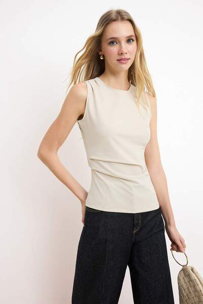 Trendyol Collection Stone Fitted/Sleeveless Paper Touch Knitted Blouse Twoss2...