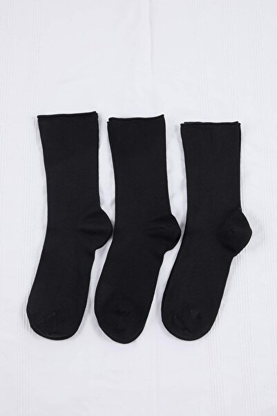 Trendyol Collection Black 3-Piece Plain Jacquard Knitted Socks Thmss26Co00007