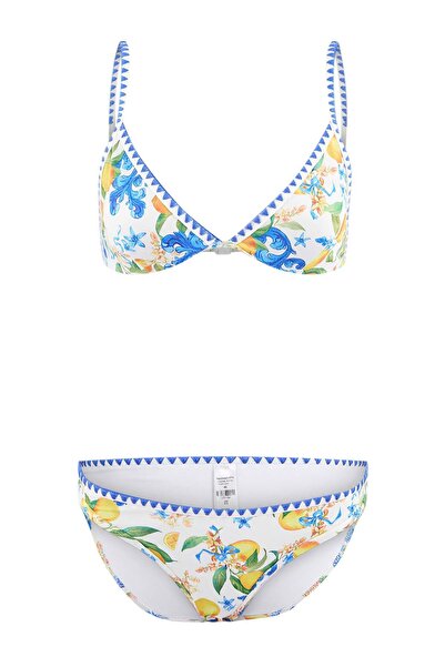 Trendyol Collection Blumenmuster besticktes, dreieckig bedecktes Bikini-Set m...