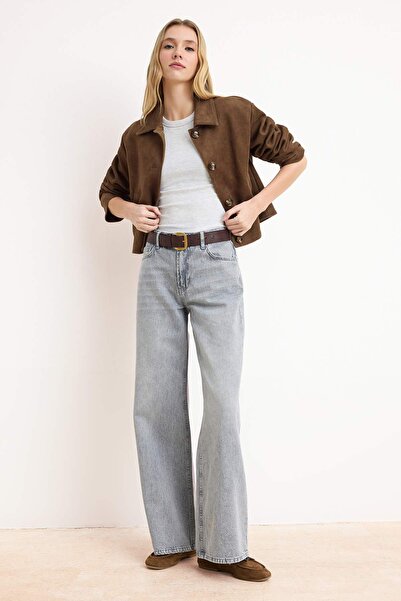 Trendyol Collection Țesătură specială gri premium, talie normală, 100% bumbac...