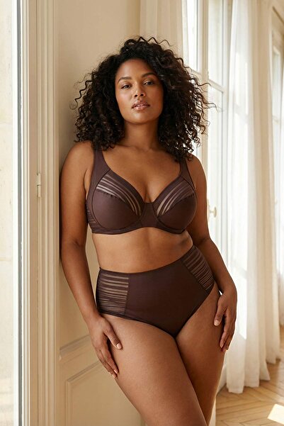 Trendyol Curve Seturi de lenjerie de corp cu sârmă, fără cupă, cu dungi maro,...