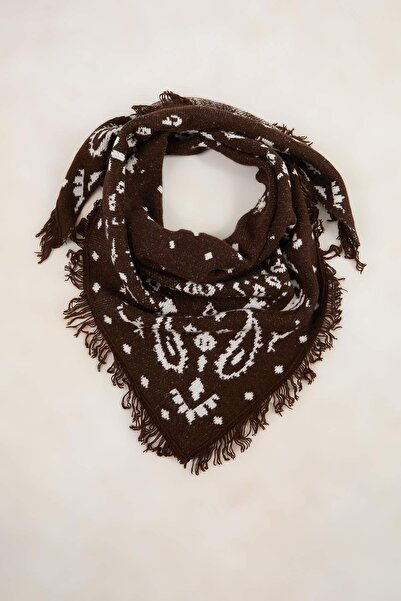 Trendyol Collection Καφέ Με σχέδιο Πλεκτό Μεγάλο Σάλι TWOAW26SL00004