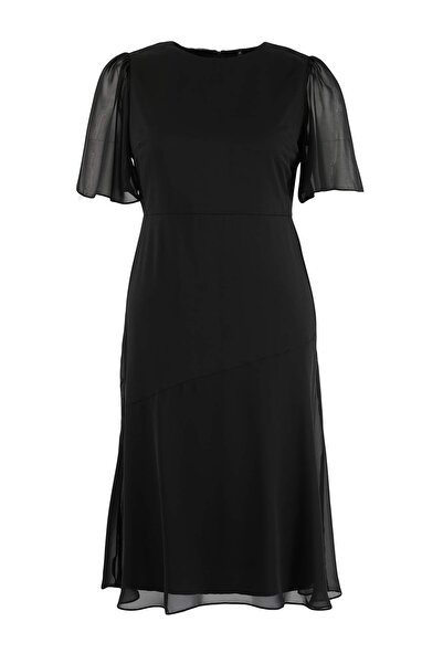 Trendyol Curve Rochie Plus Size țesută din șifon negru