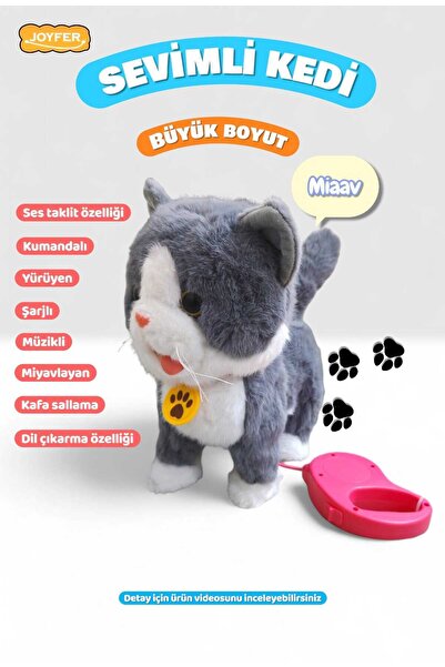 Joyfer Büyük Boy Müzikli Yürüyen Miyavlayan Yalayan Başını Sallayan Ses Takli...