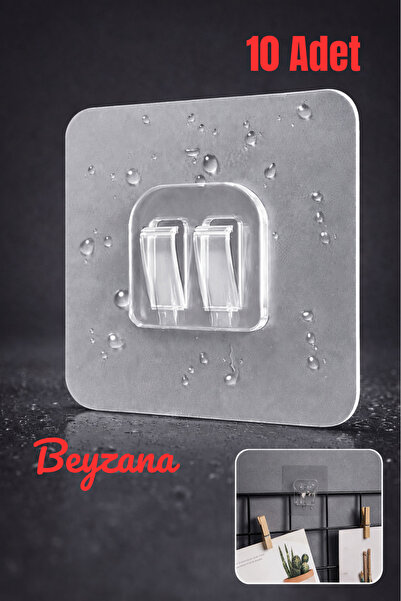 BEYZANA 10 Adet Güçlü Kendinden Yapışkanlı Raf Çerçeve Tutucu Kanca Askı