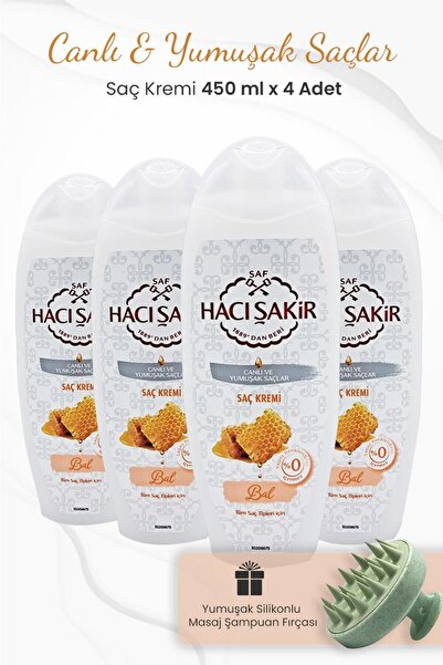 Hacı Şakir Bal Hair Conditioner for Vibrant and Soft Hair 450 ml X 4 Pcs and ...