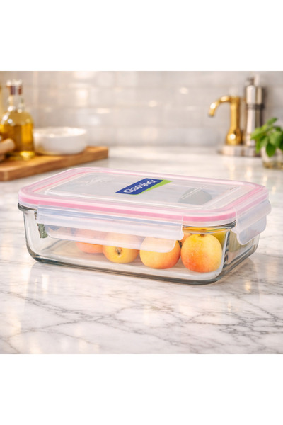 Glasslock حاوية تخزين زجاجية مستطيلة سعة 1000 مل، حاوية طعام قابلة للقفل مع غ...