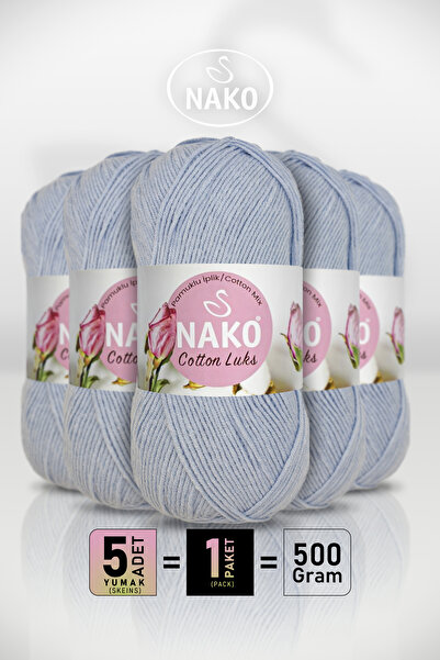 NAKO Cotton Lüx - 97565 Baby Blue - 5 Pack - 100Gr/330M - Cotton Cardigan Ves...