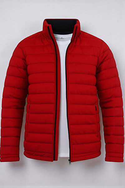 Gameyal Pánská červená prošívaná bunda s dvojitými kapsami