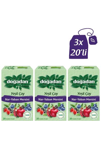 Doğadan شاي أخضر بالرمان والتوت 20 عبوة × 3 قطع