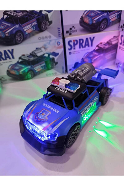 Boratila Toys 20 Cm Işıklı Müzikli BUHARLI Çarp Dön Polis Arabası Mavi
