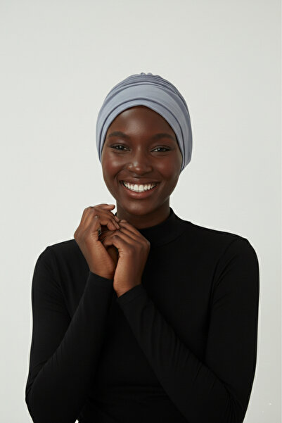 elysianfidan Двуслойна подплатена готова тъмносива тюрбан хиджаб за открито и...