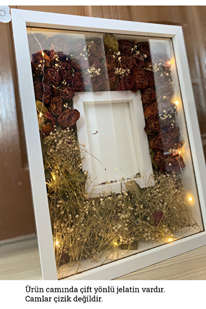 Verda Çerçeve 30x40 Cm Ledli Beyaz Fotoğraf Bölümlü Tasarım Gül Kutusu Anı Çe...