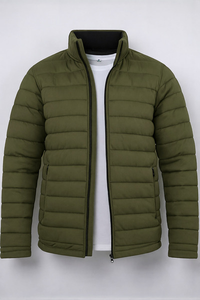 Gameyal Erkek Haki Kapitone Astarlı Çift Cepli Şişme Mont