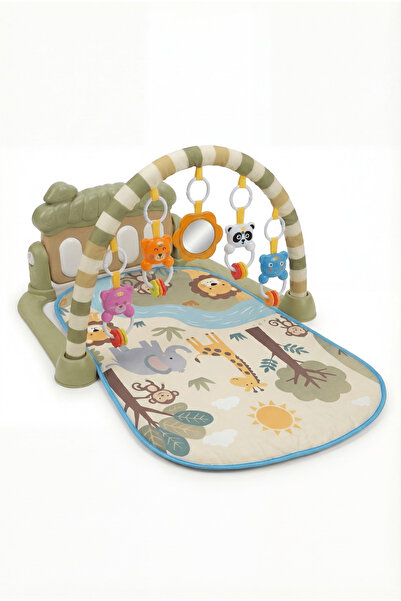 PAPAYA Oyun Halısı Aynalı Çıngıraklı Işıklı Müzikli Yeşil Orman Hayvanları Ço...