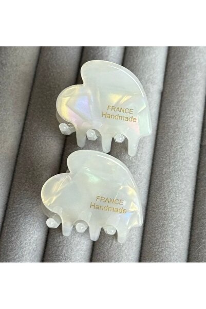 Xui Trend Marka Model (ysho) Akrilik Mini Kalpli Beyaz Mandal Toka/ 2’li Toka...