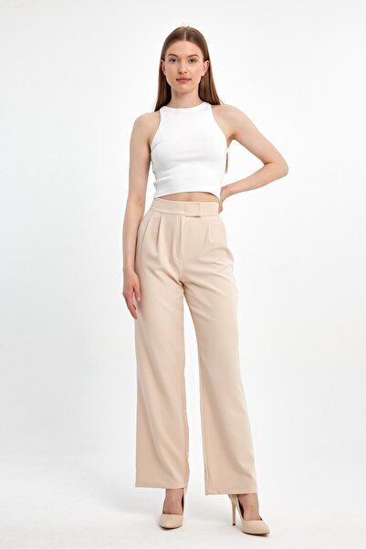 ihraç pazarı بنطلون بالازو مزدوج بشريط فيلكرو - قصة مريحة