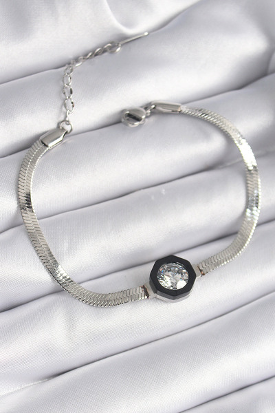 Skygo 316L الصلب الفضة اللون الزركون حجر سلسلة الإيطالية نموذج سوار المرأة - ...