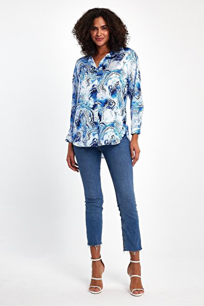 OOPS Okyanus Desenli Saten Gömlek