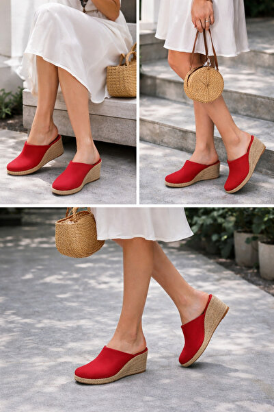 Y&D Shoes Kadın Kapalı Burun Espadril – Dolgu Topuk & Keten Terlik Modeli