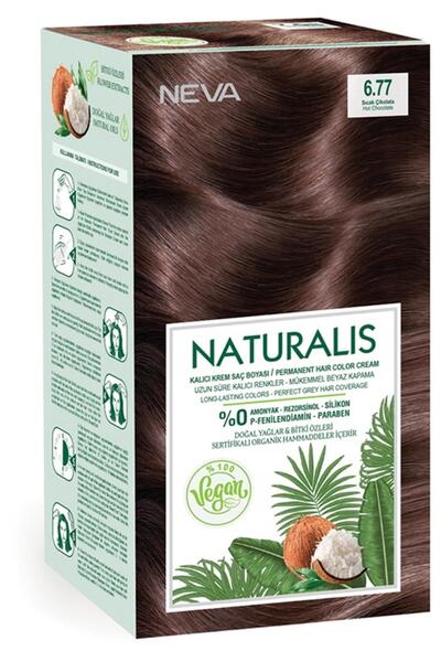 NEVA NATURALIS 6.77 Sıcak Çikolata Amonyaksız Kalıcı Krem Saç Boyası Seti (VE...