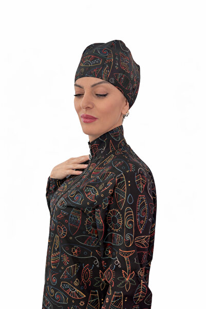 MSN Costum de baie WellWay cu șireturi în talie, cu fermoar, imprimare digita...