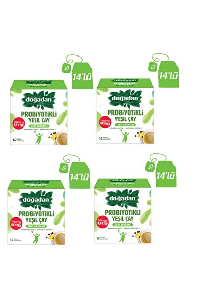 Doğadan Yeşil Çay Açai Ananaslı Probiyotikli 14'lü X 4 Adet