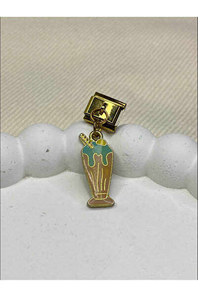 stainless steell Nomi İtalyan Bileklik Unisex Sallantılı Gold Plaka Charm