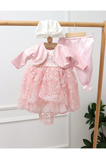 MiniKids Rochita botez Iris model roz 68 (3-6 luni)