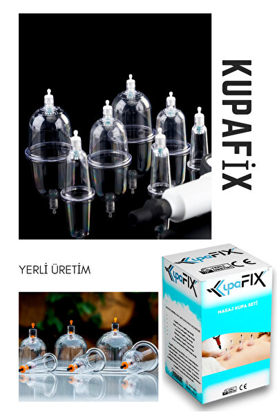 KUPAFİX 12 Li Hacamat Masaj Kupa Seti, Kupa Ve Pompası, Hacamat Yeni Seri