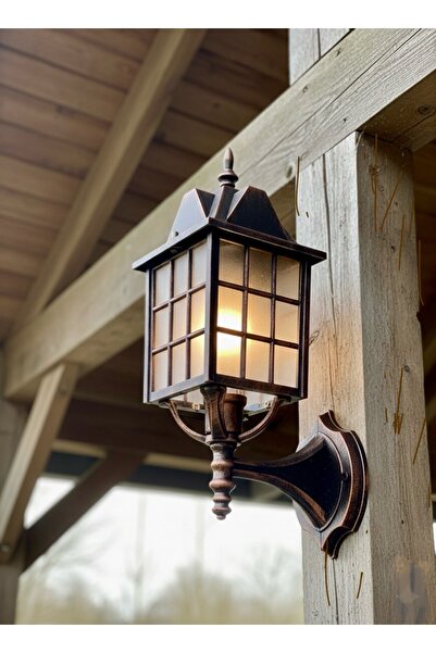 232LAMP Nostalji̇ Copper Moire Antique Garden Lantern Wall Patio Camellia Ter...