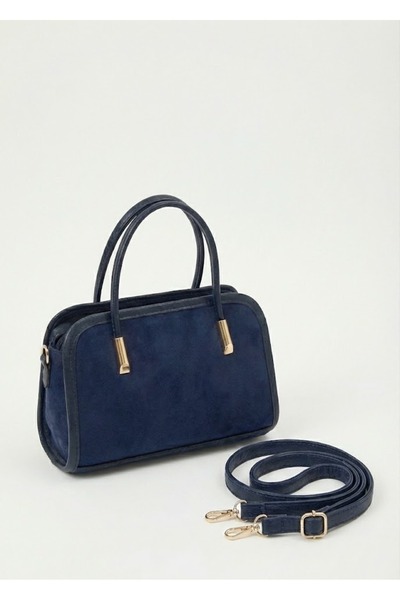 Heybe shop Gece Mavisi Süet Mini El ve Omuz Çantası