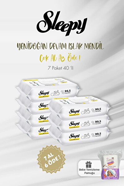 Sleepy Çok al Az öde Yenidoğan Devam Islak Havlusu 40'lı 7 Paket ve Pamuk